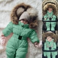 thumbnail image 1 of Baby Winter Snowsuit Coat Cute Romper Hooded Footie Zip Up Jumpsuit Outerwear Puffer Snowsuit Jacket Winter Coat Outfits 18-24 Months, 1 of 8
