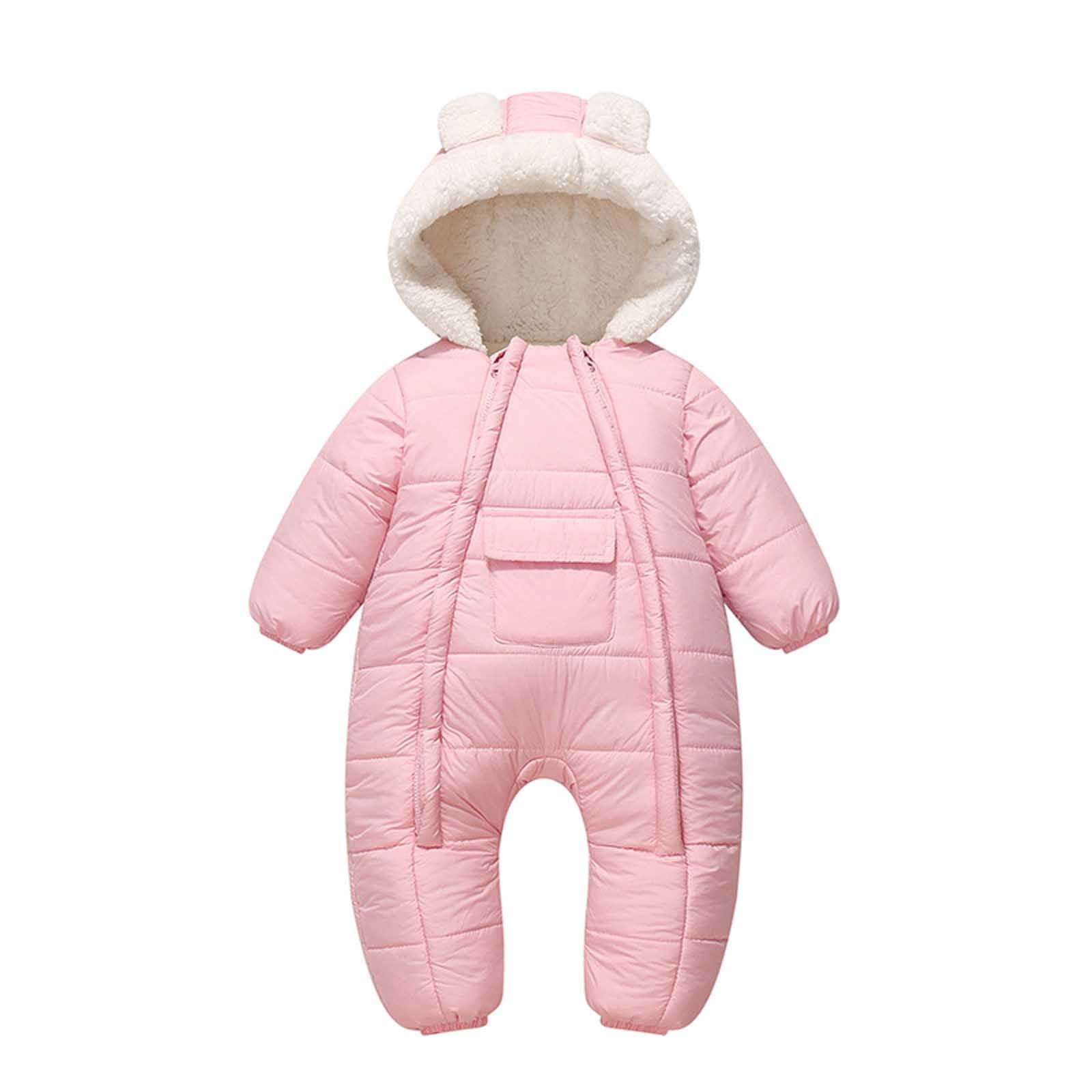 Baby Winter Snowsuit Zipper Hooded Romper Baby Girl Warm Clothes ...