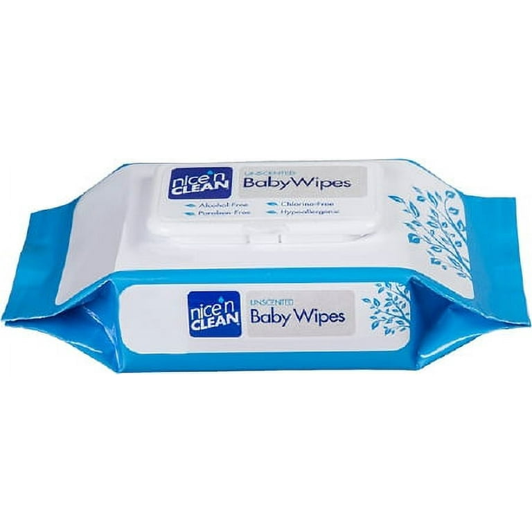 Nice 'N Clean Baby Wipes Soft-Pack with Aloe - Unscented, Hypoallergenic,  80 Wipes (Pack of 12)