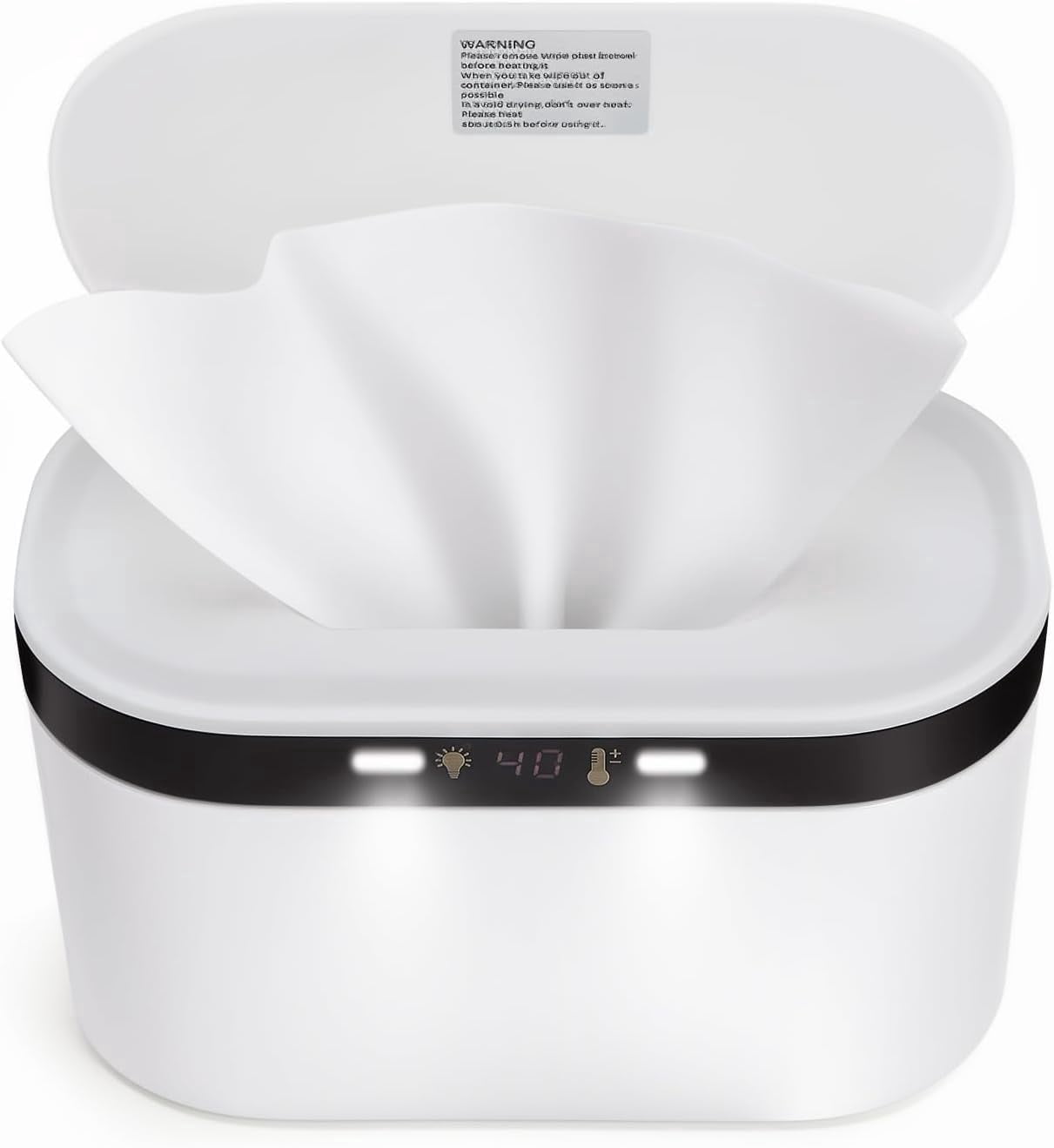 Baby Wipe Warmers, Wet Wipe Warmer for Babies, Wet Wipes Dispenser with Night Light, Fast & Even Heating, 5 Levels of Temperature Adjustment, Temperature Display for Home Car Travel Large Capacity