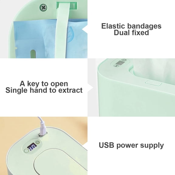 Baby Wipe Warmers, Wipe Warmer and Baby Wet Wipes Dispenser, Portable Baby Wipe Warmer for Travel Home Car, Large Capacity Mini Babies Wet Wipe Dispenser, Green