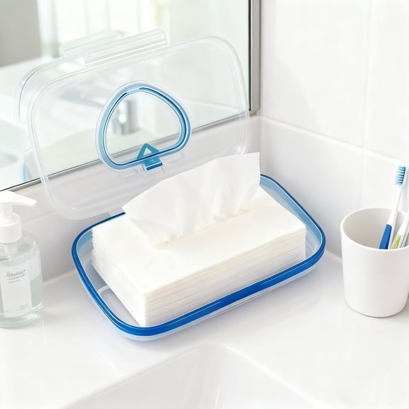 Baby Wipes Dispenser,Tissue Storage Box Case,Portable Wipe Cases Wipe Holder for Baby Adult,Travel Wet Wipe Pouch with Sealing Design Lids,Wipe Container Box for Bathroom Travel (Blue)