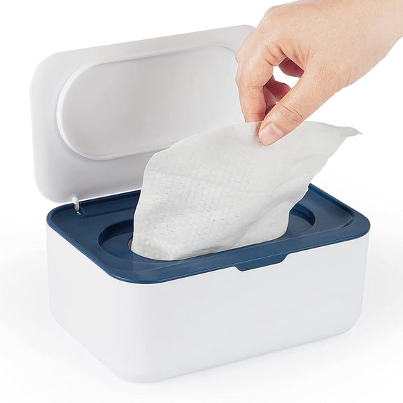 Baby Wipes Dispenser, Wipes Case Baby Wipe Holder Keeps Wipes Fresh, Non-Slip, Easy Open & Close (Blue)