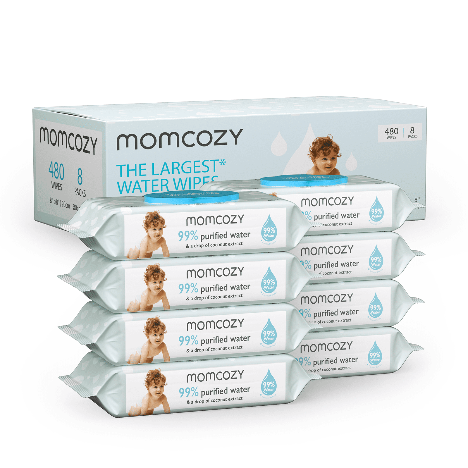 Baby Wipes, Momcozy Water Wipes, Extra Large Unscented Wipe 480 Count
