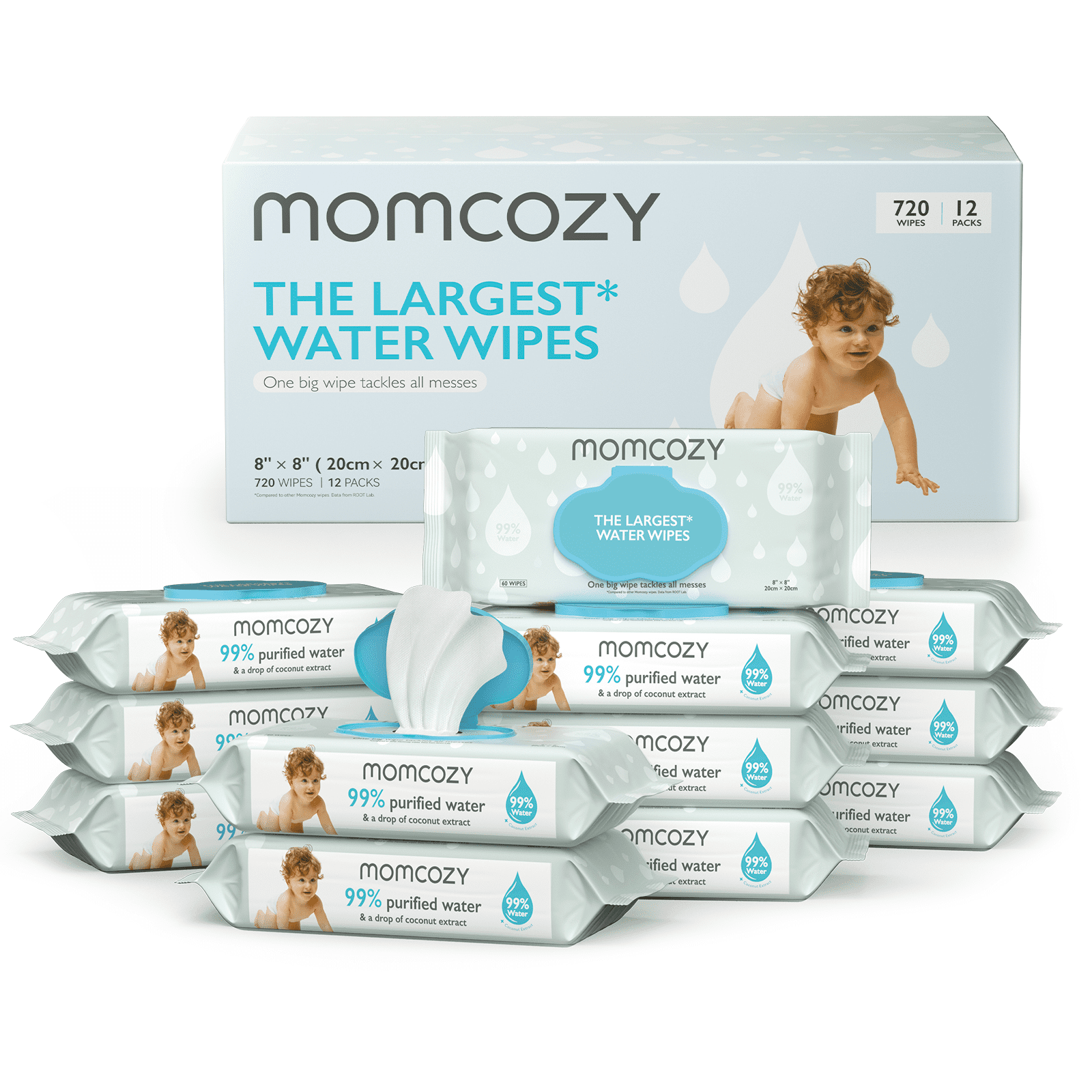 Baby Wipes Momcozy Water Wipes Extra Large Unscented Wipe 720