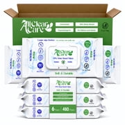 All Clear Care Unscented Baby Wipes, 99% Water, Sensitive, XL, 6 Pack, 480ct