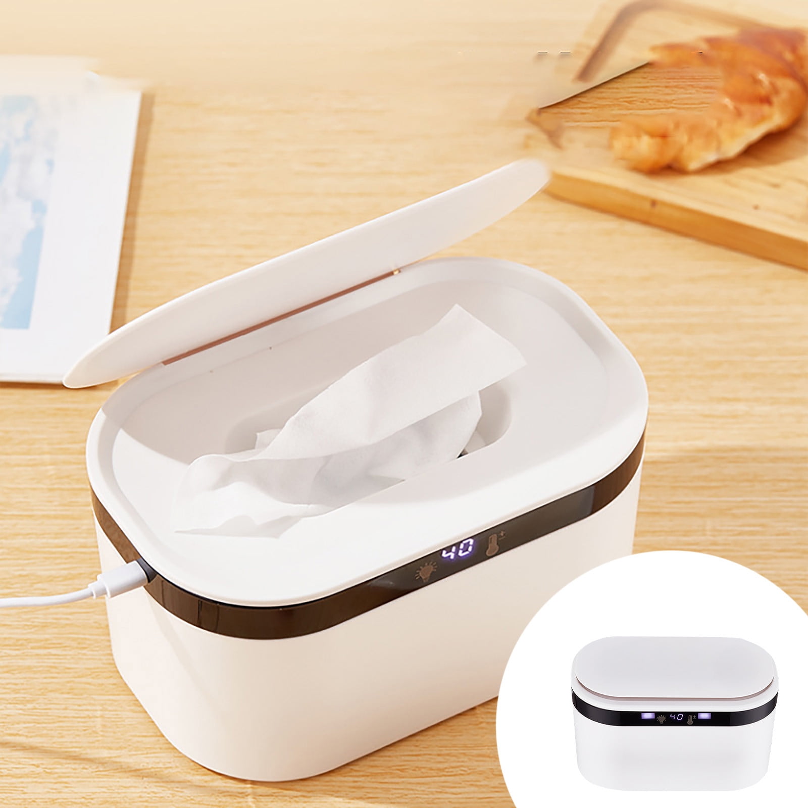 Baby Wipes Warmer USB Powered Constant Temperature Heated Dispenser With Soft Night Light For Nursery