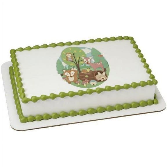Baby Woodland Animals Baby Shower Edible Cake Topper Icing Image, (2 Inch Rounds 12 Per Sheet)
