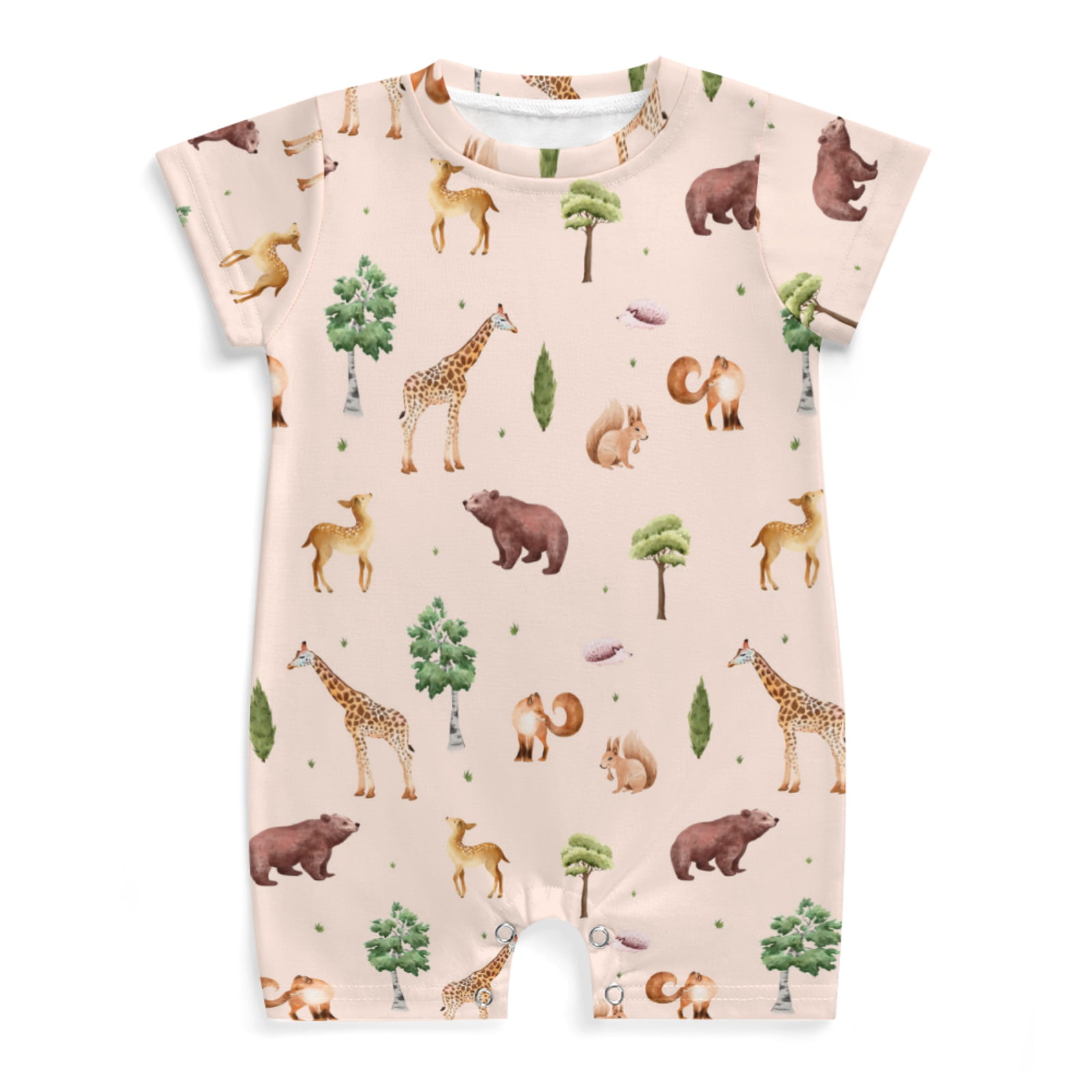 Baby Woodland Animals Bodysuit Baby Boy Girl Bear Giraffe Deer Fox ...