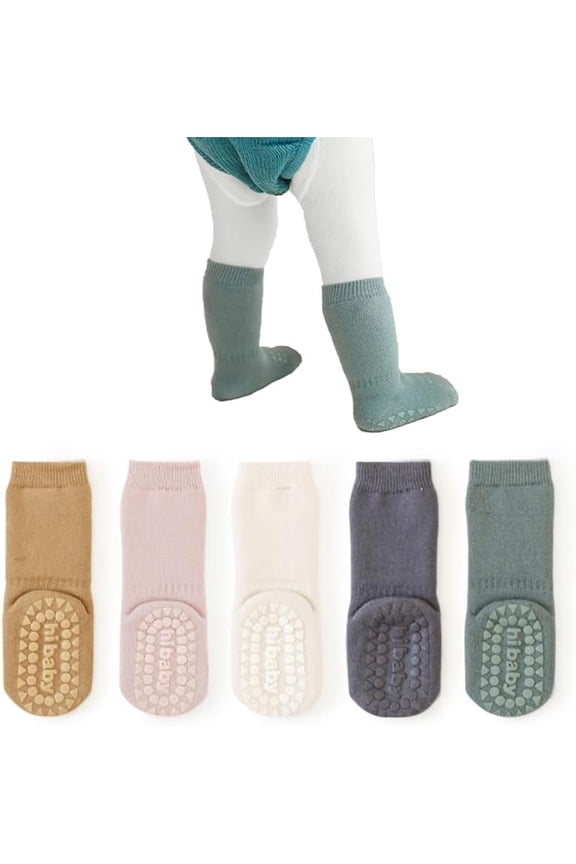 Baby Wool Non-Slip Grip Socks, Winter Warm Knee-High Stockings for Girls Boys Newborn