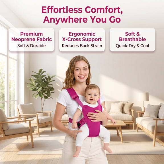 Baby Wrap Carrier – Original Baby Sling Carrier for Newborns,Soft, Secure, Hands-Free & Ergonomic, Ideal for Comfortable Bonding, New Parents Hot Pink