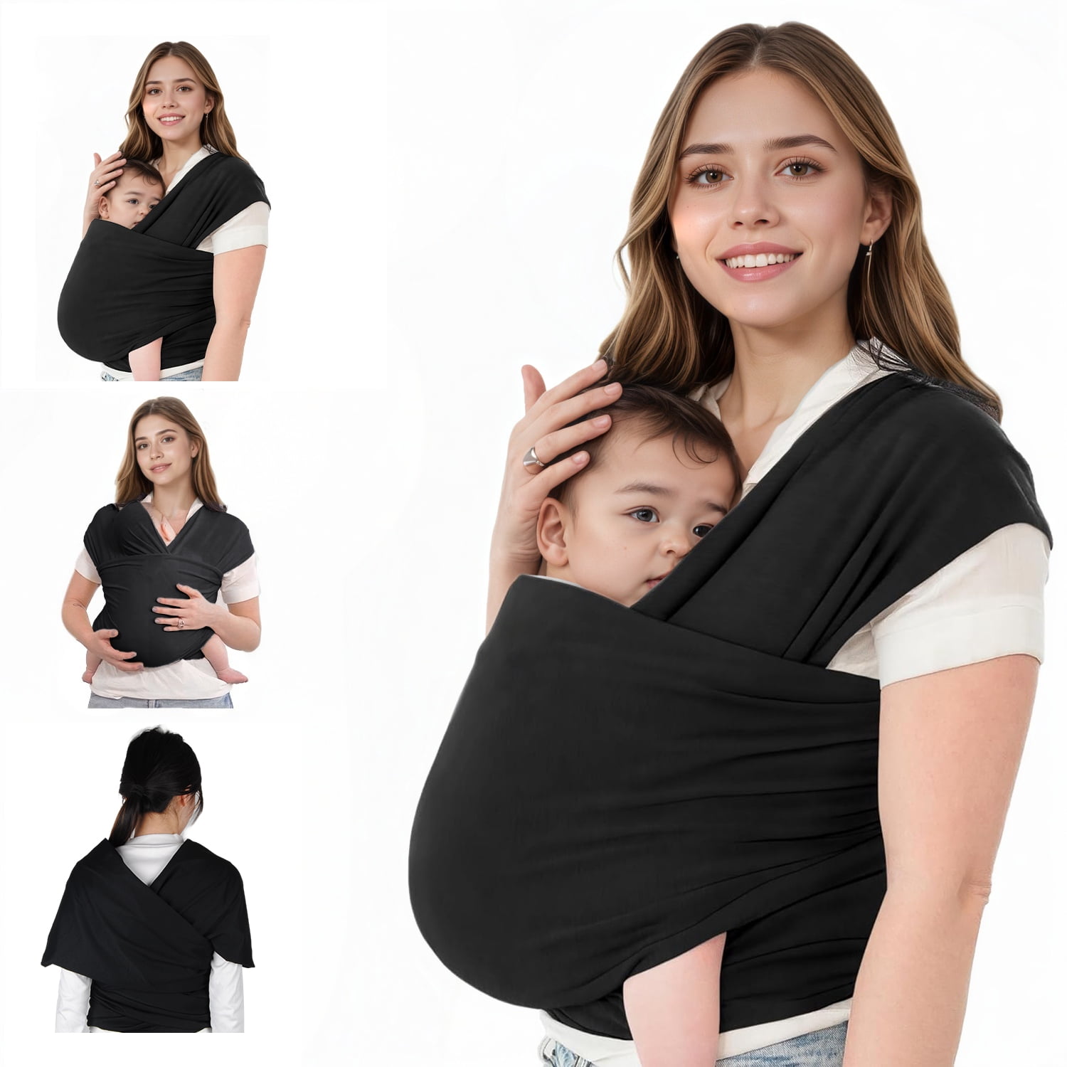 Baby Wrap Carrier,Original Breathable Baby Carrier Wrap Sling Lightweight Hands Free Newborn Wrap Swaddle Holder Adjustable Baby Slings Carrier for Newborn to Infant Toddler Essentials 7 to 35 lbs