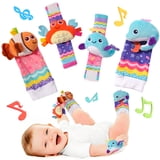 Baby Wrist Rattle Socks and Foot Finder Set, Perfect Baby Toys for 0-12 ...