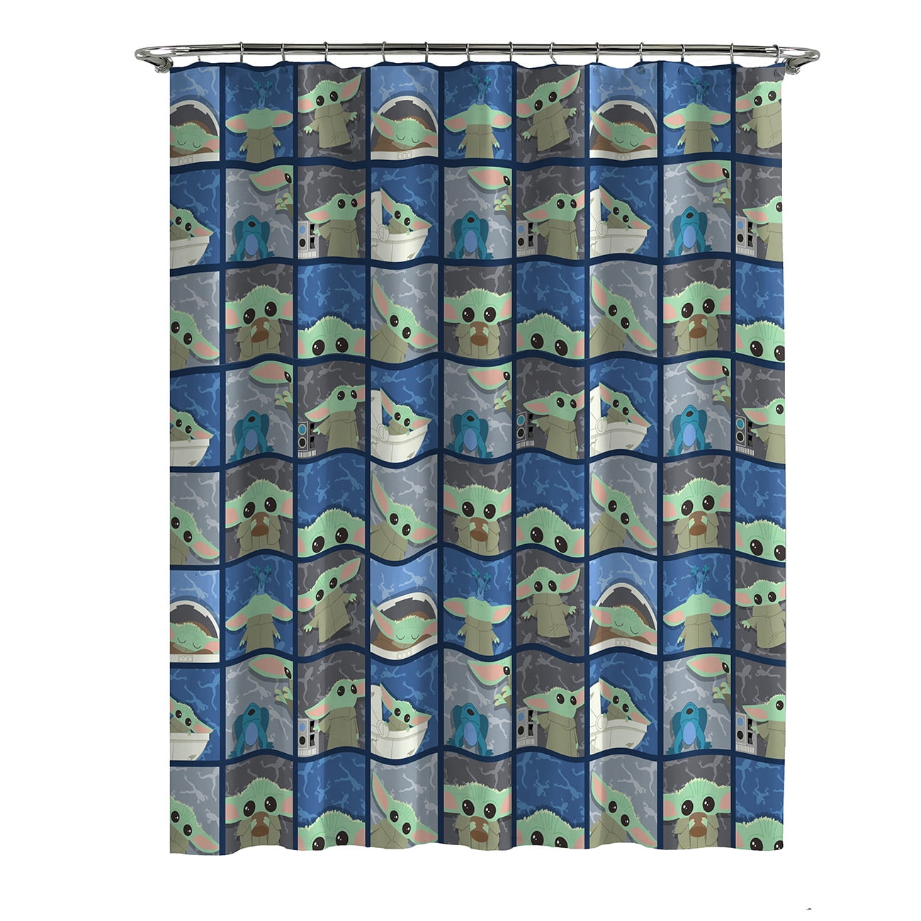 Baby Yoda 14-Piece Shower Curtain Set with Tufted Rug, 72 x 72, Microfiber, Green, Star Wars