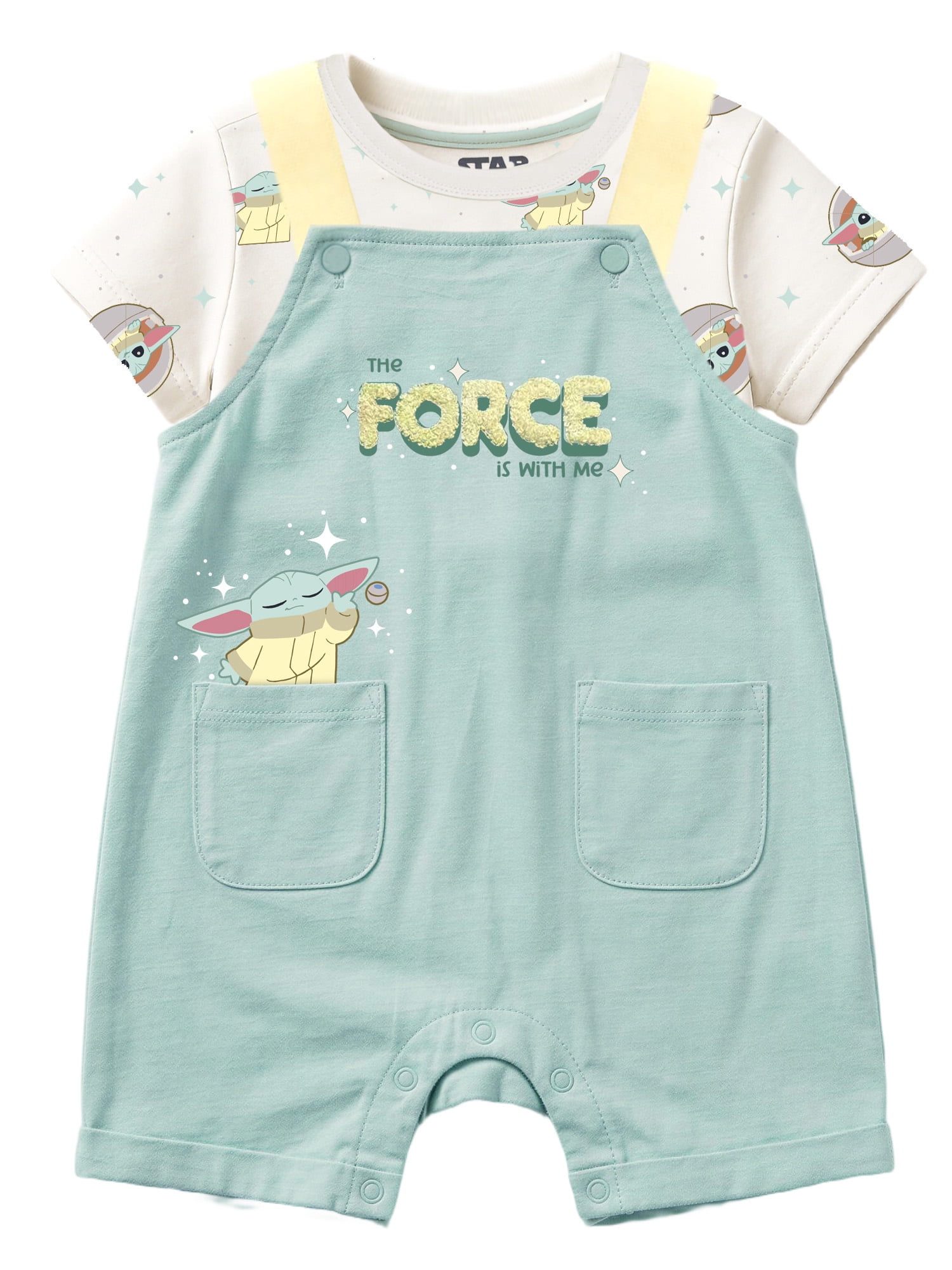 Baby Yoda Baby Boy 2 Piece Shortall Set, Sizes 0-24 Months