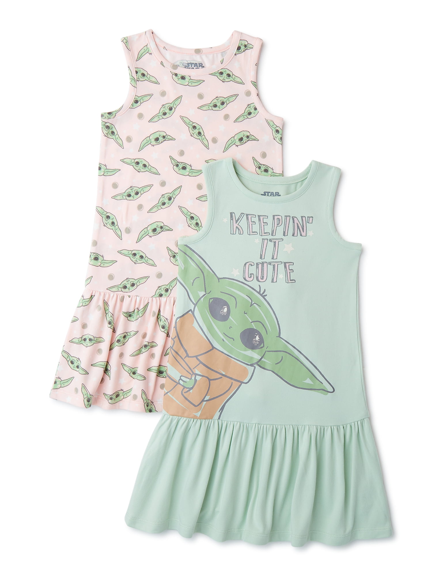 Baby Yoda Baby and Toddler Girl Tank Dress, 2Pack, Sizes 12 Months5T