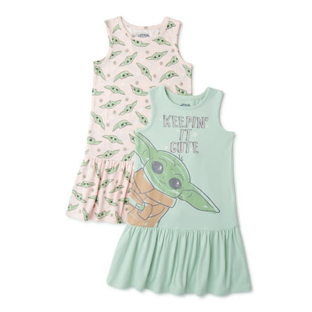Baby Yoda Baby and Toddler Girl Tank Dress, 2-Pack, Sizes 12 Months-5T