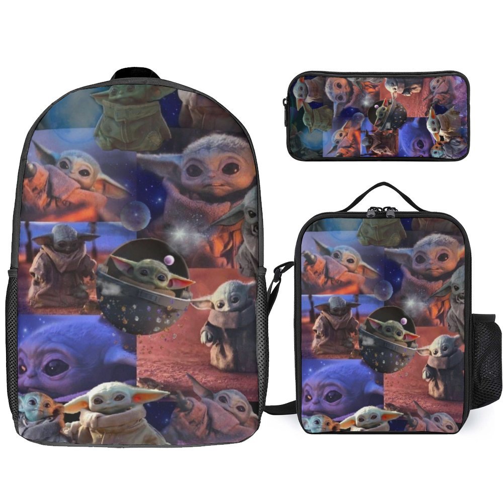 Baby Yoda Backpack Set Cartoon Backpacks with Pencil Case & Lunch Bag