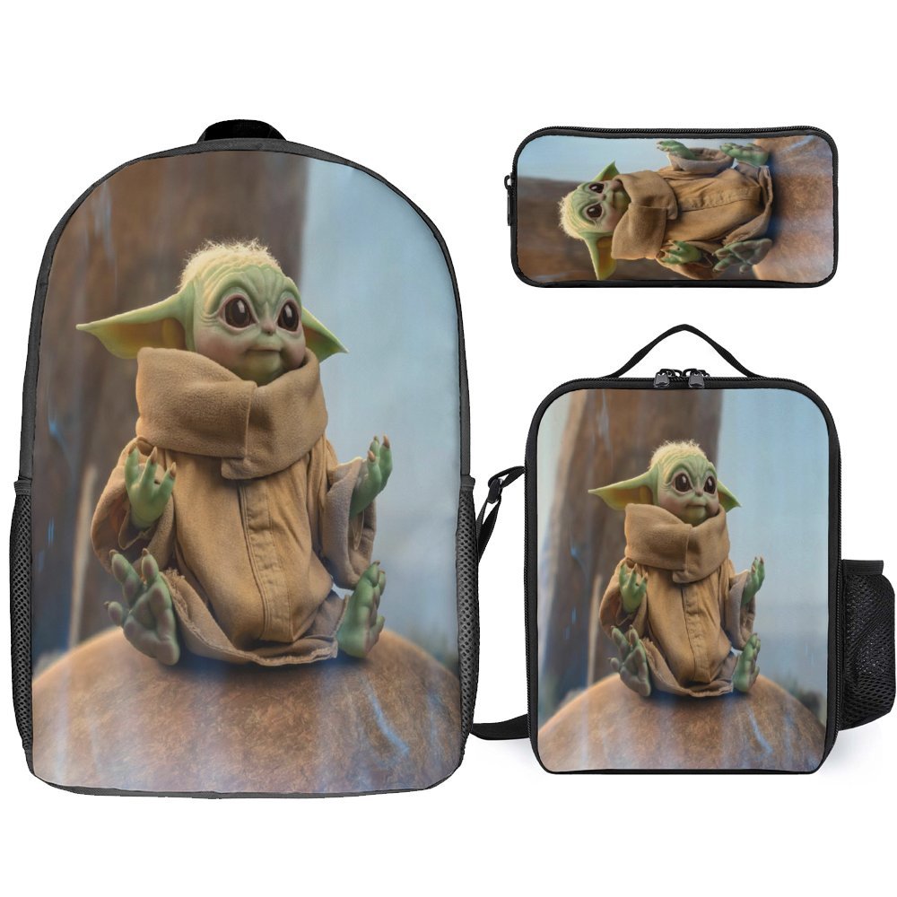 Baby Yoda Backpack Set Cartoon Backpacks with Pencil Case & Lunch Bag