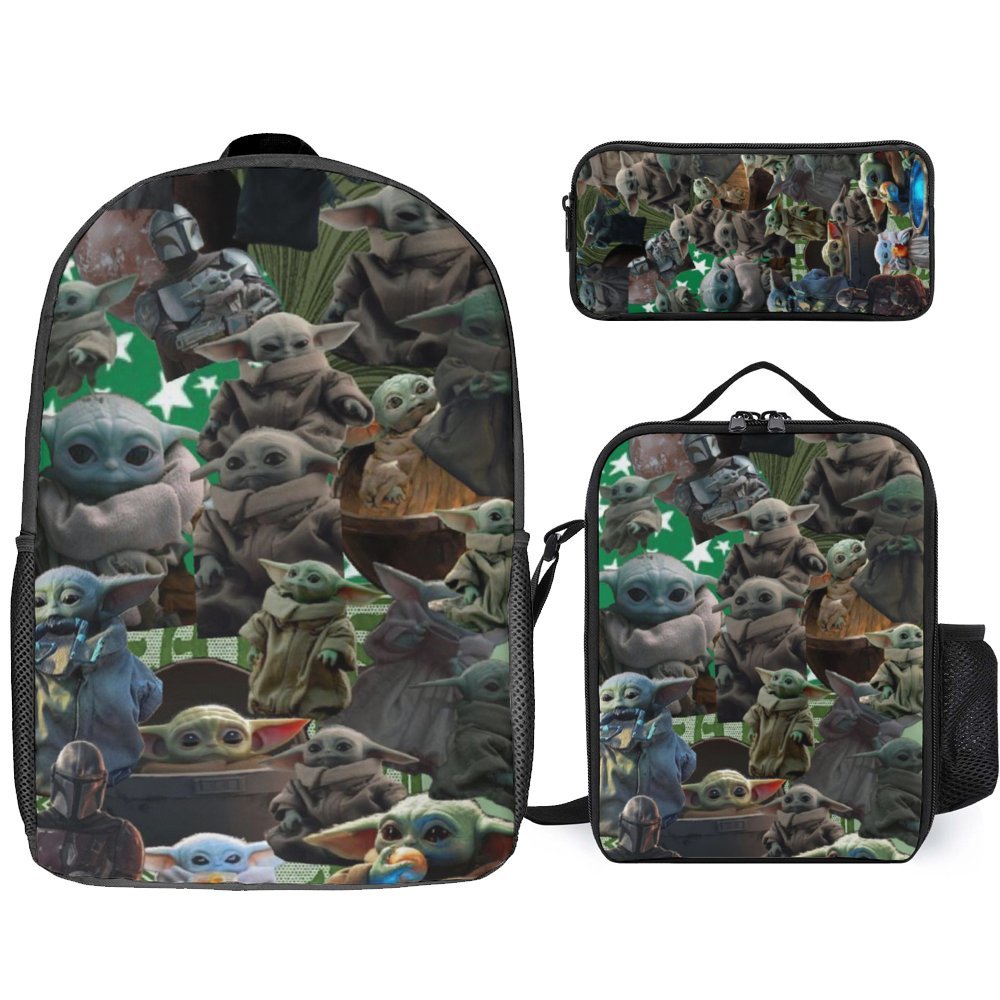 Baby Yoda Backpack Set Cartoon Backpacks with Pencil Case & Lunch Bag