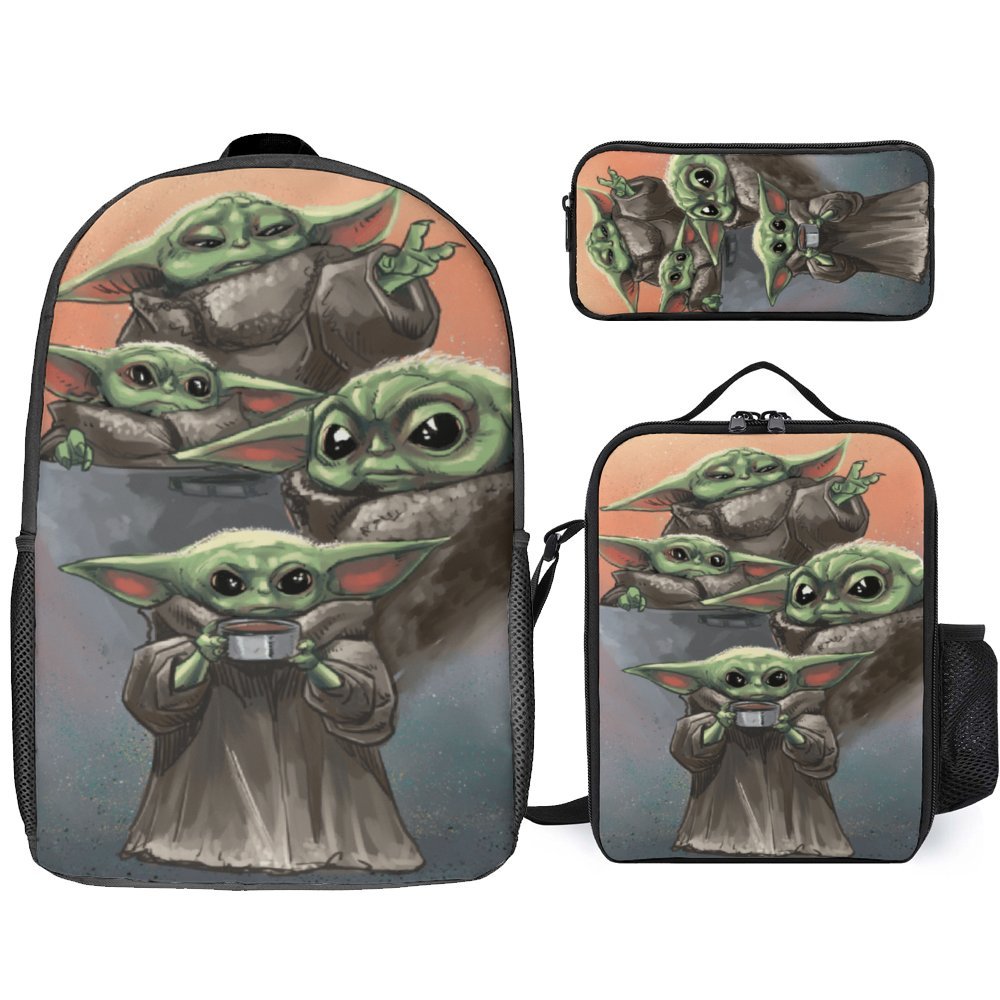 Baby Yoda Backpack Set Cartoon Backpacks with Pencil Case & Lunch Bag