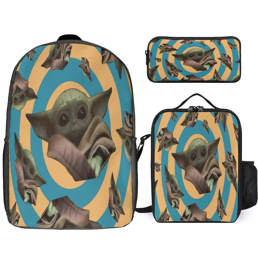 Baby Yoda Backpack Set Cartoon Backpacks with Pencil Case & Lunch Bag