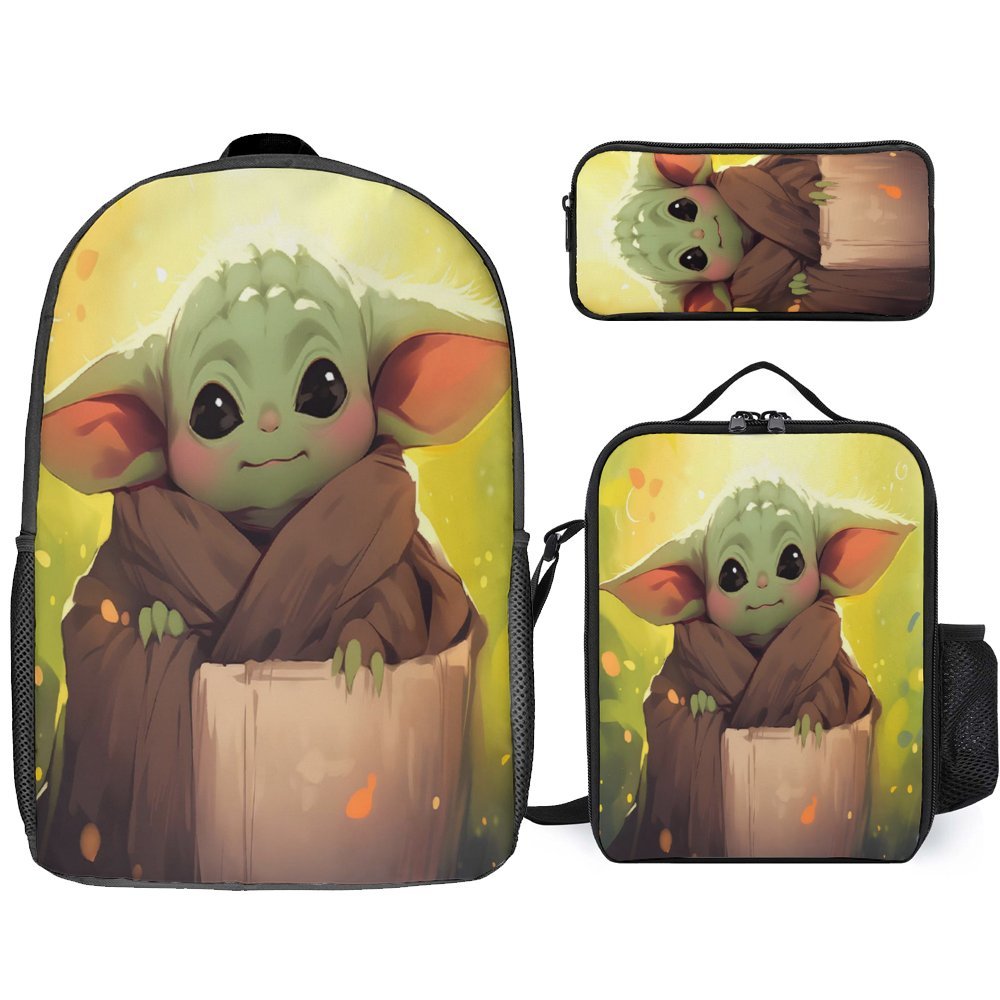Baby Yoda Backpack Set Cartoon Backpacks with Pencil Case & Lunch Bag