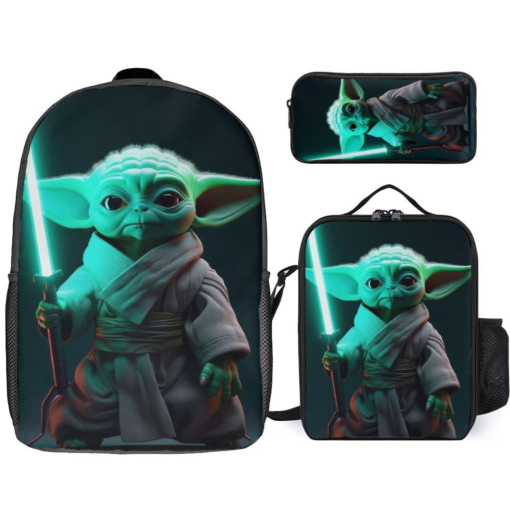 Baby Yoda Backpack Set Cartoon Backpacks with Pencil Case & Lunch Bag