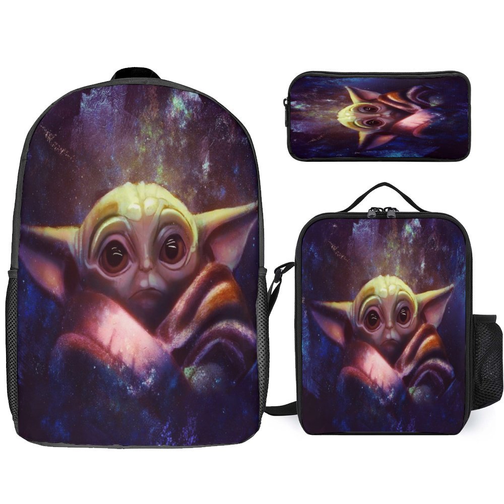 Baby Yoda Backpack Set Cartoon Backpacks with Pencil Case & Lunch Bag