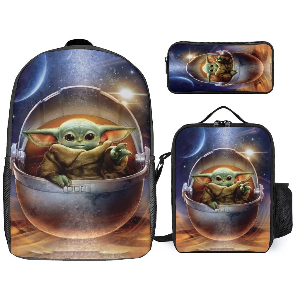 Baby Yoda Backpack Set Cartoon Backpacks with Pencil Case & Lunch Bag