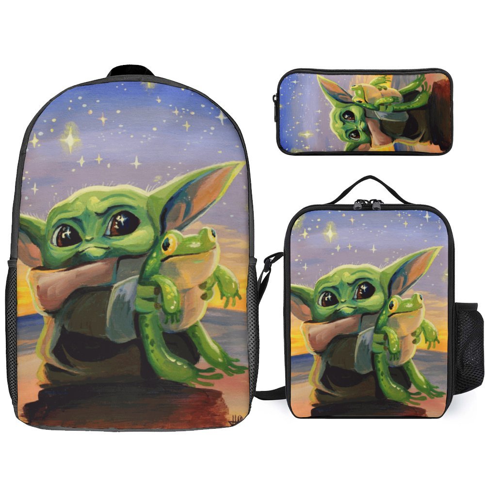 Baby Yoda Backpack Set Cartoon Backpacks with Pencil Case & Lunch Bag