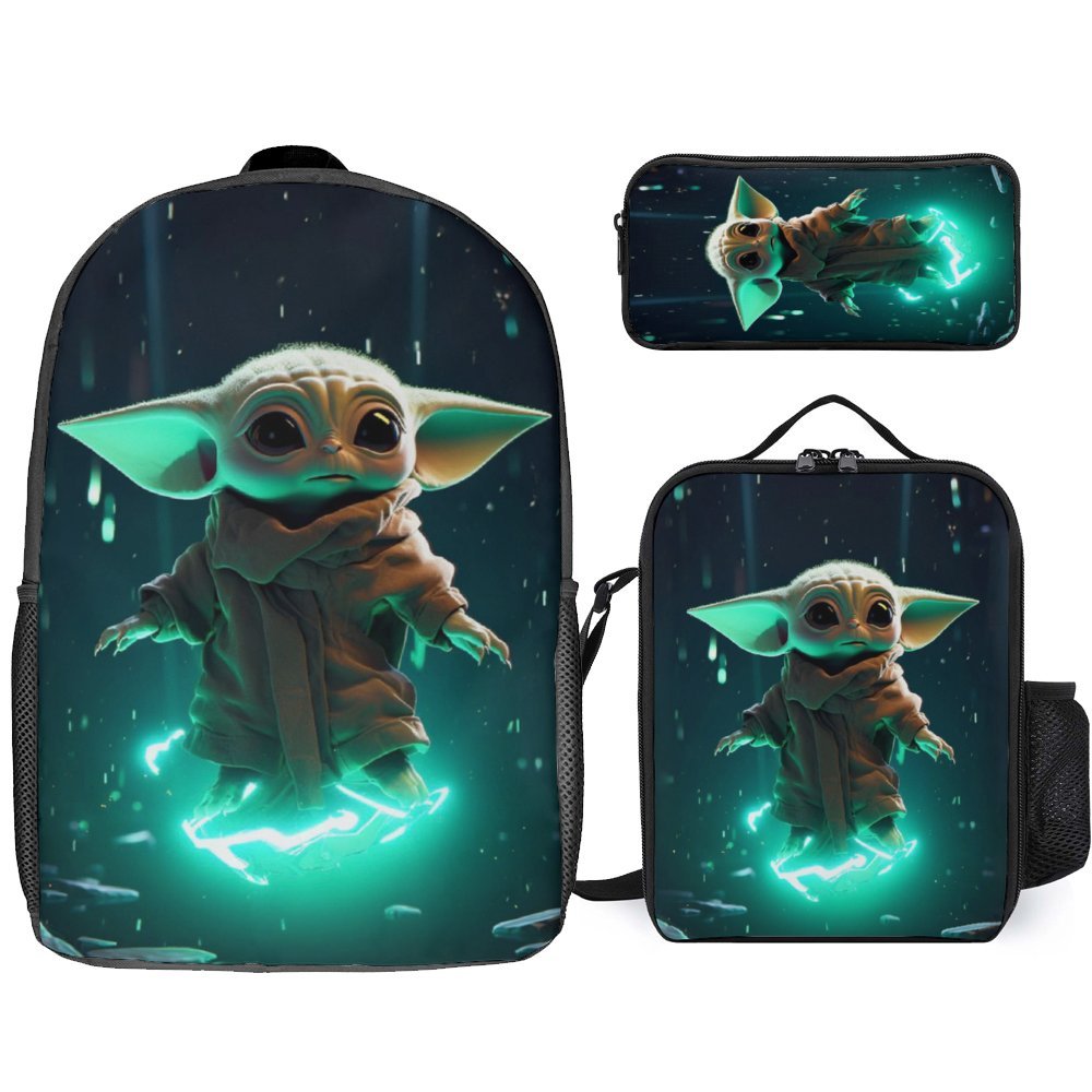 Baby Yoda Backpack Set Cartoon Backpacks with Pencil Case & Lunch Bag