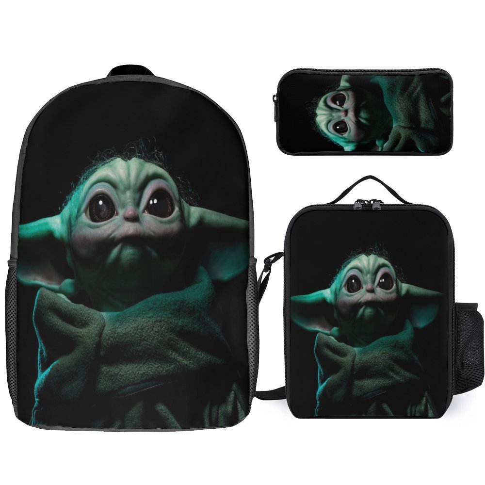 Baby Yoda Backpack Set Cartoon Backpacks with Pencil Case & Lunch Bag