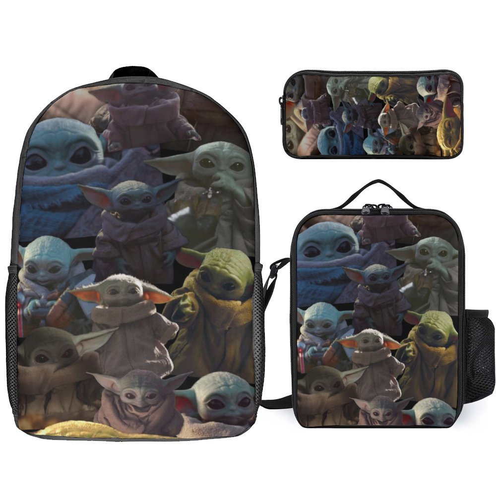 Baby Yoda Backpack Set Cartoon Backpacks with Pencil Case & Lunch Bag
