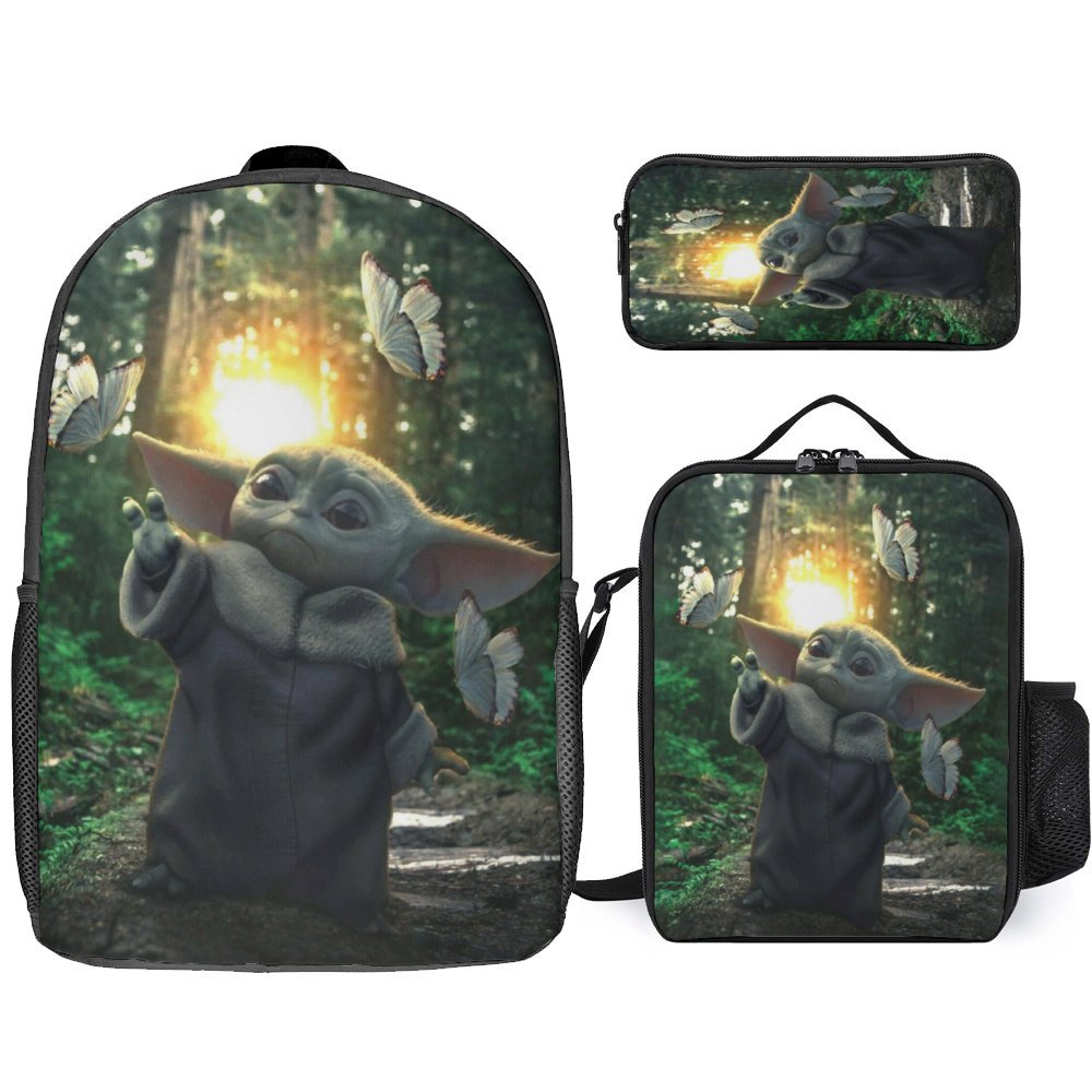 Baby Yoda Backpack Set Cartoon Backpacks with Pencil Case & Lunch Bag