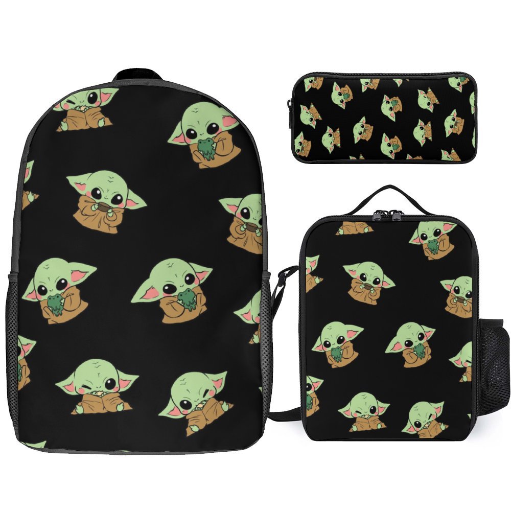 Baby Yoda Backpack Set Cartoon Backpacks with Pencil Case & Lunch Bag