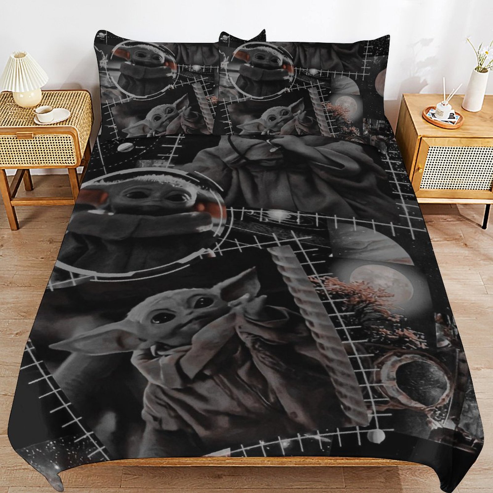 Baby Yoda Bedding Sets Cute Bed Cover Anime Cartoon 3D Printed