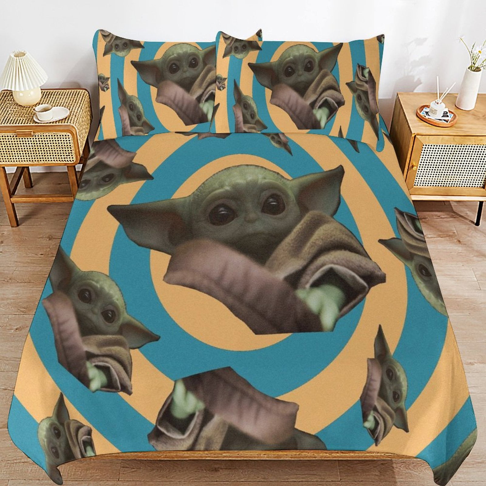 Baby Yoda Bedding Sets Cute Bed Cover Anime Cartoon 3D Printed