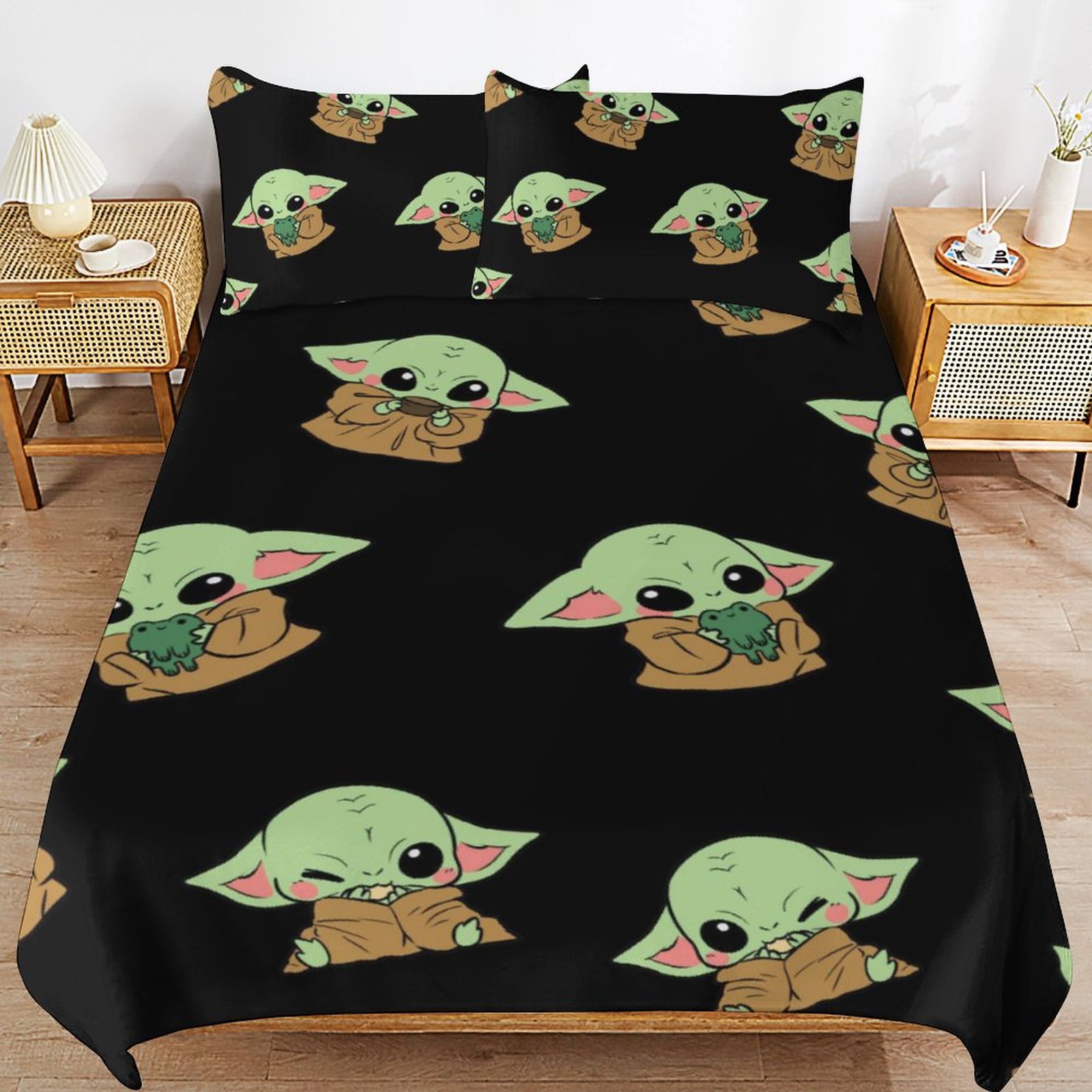 Baby Yoda Bedding Sets Cute Bed Cover Anime Cartoon 3D Printed