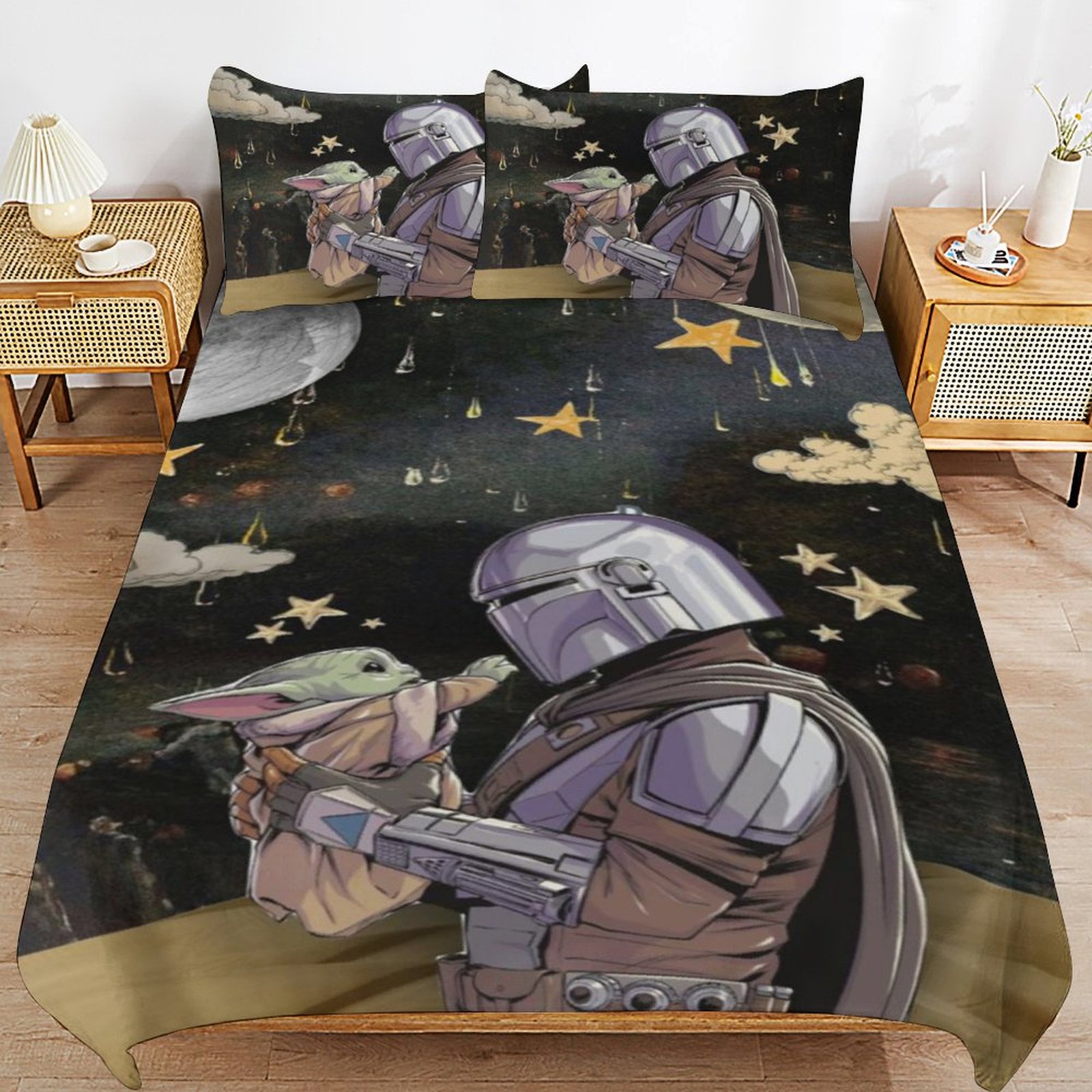 Baby Yoda Bedding Sets Cute Bed Cover Anime Cartoon 3D Printed