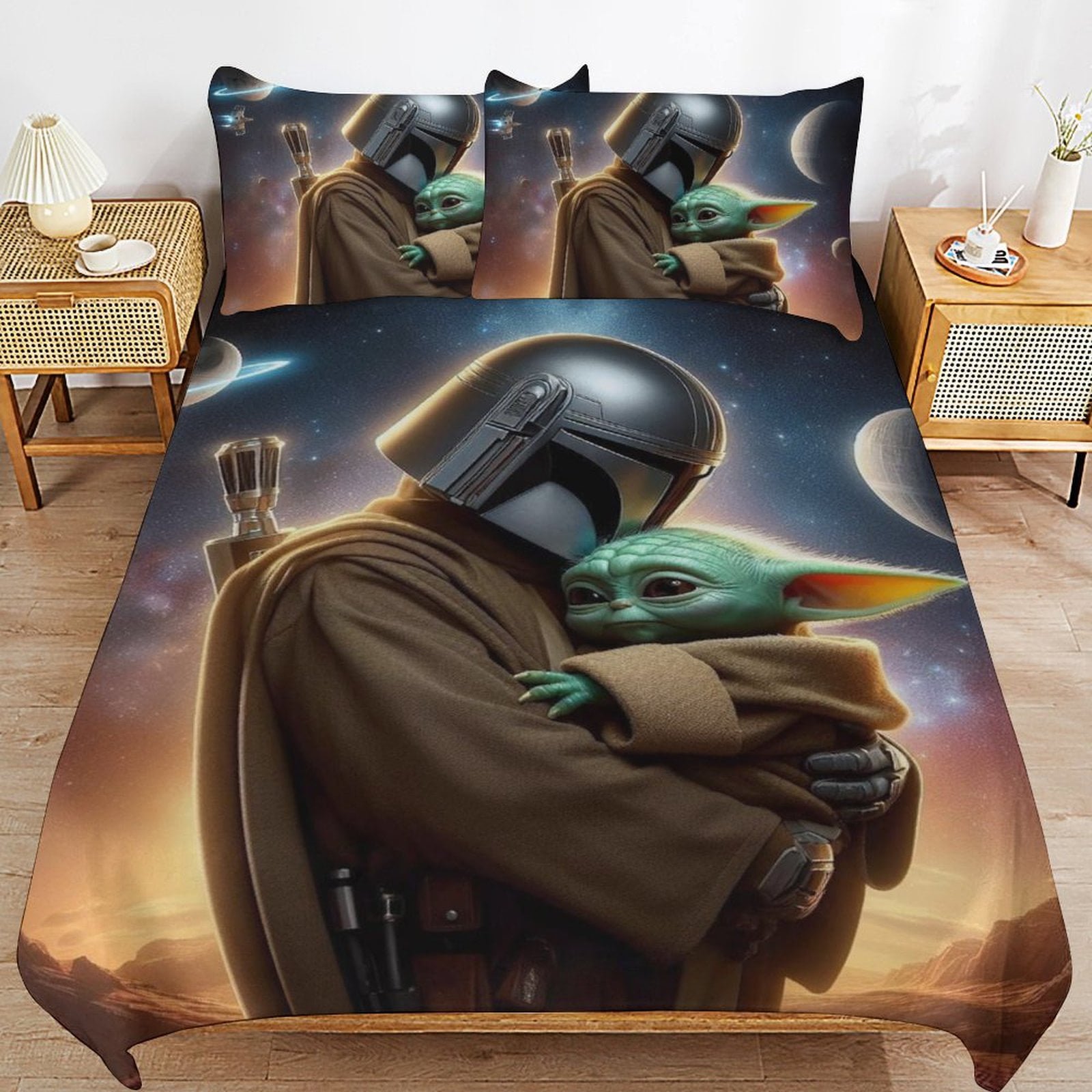 Baby Yoda Bedding Sets Cute Bed Cover Anime Cartoon 3D Printed