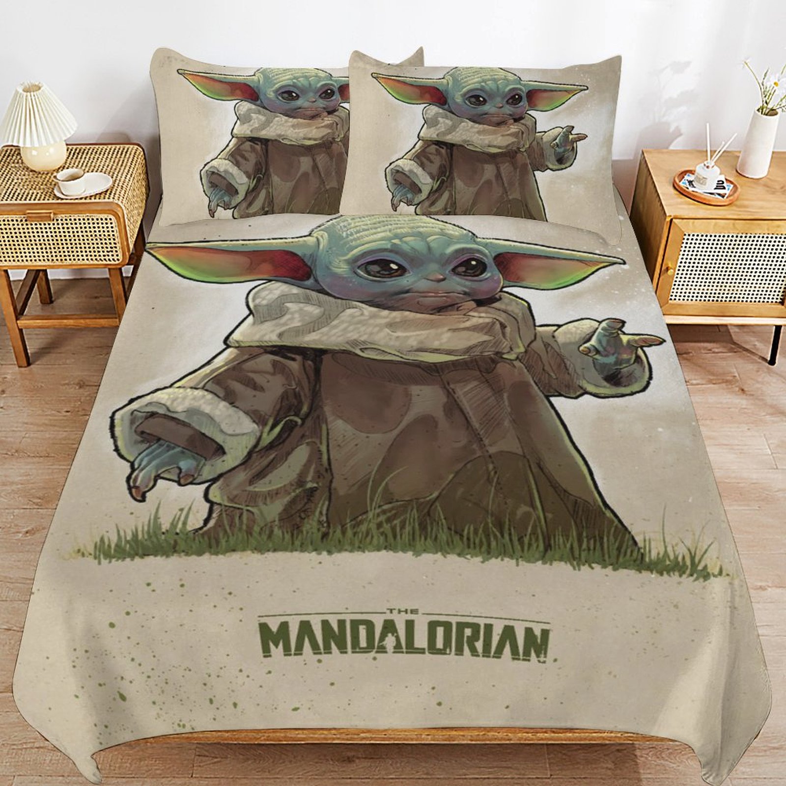 Baby Yoda Bedding Sets Cute Bed Cover Anime Cartoon 3D Printed