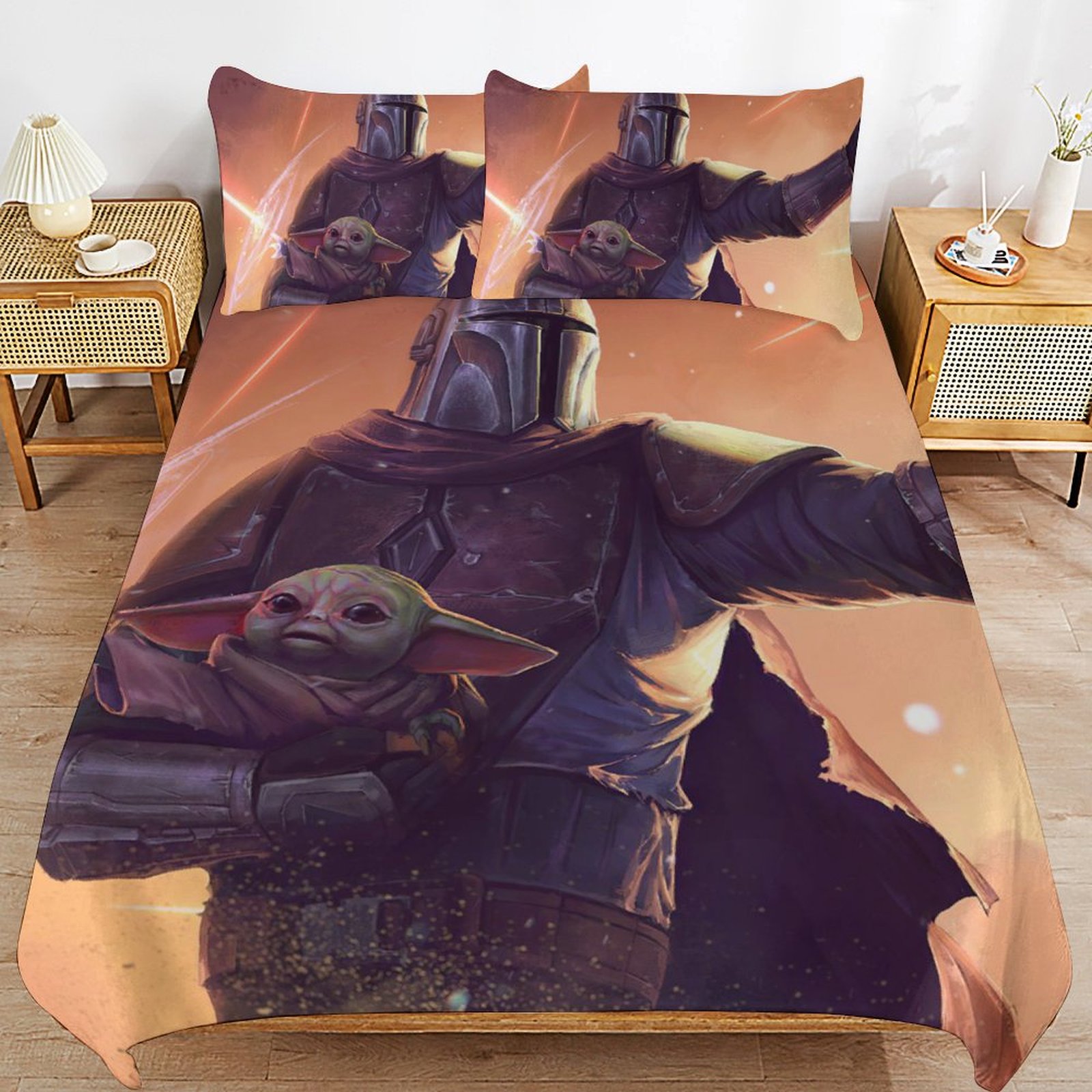 Baby Yoda Bedding Sets Cute Bed Cover Anime Cartoon 3D Printed