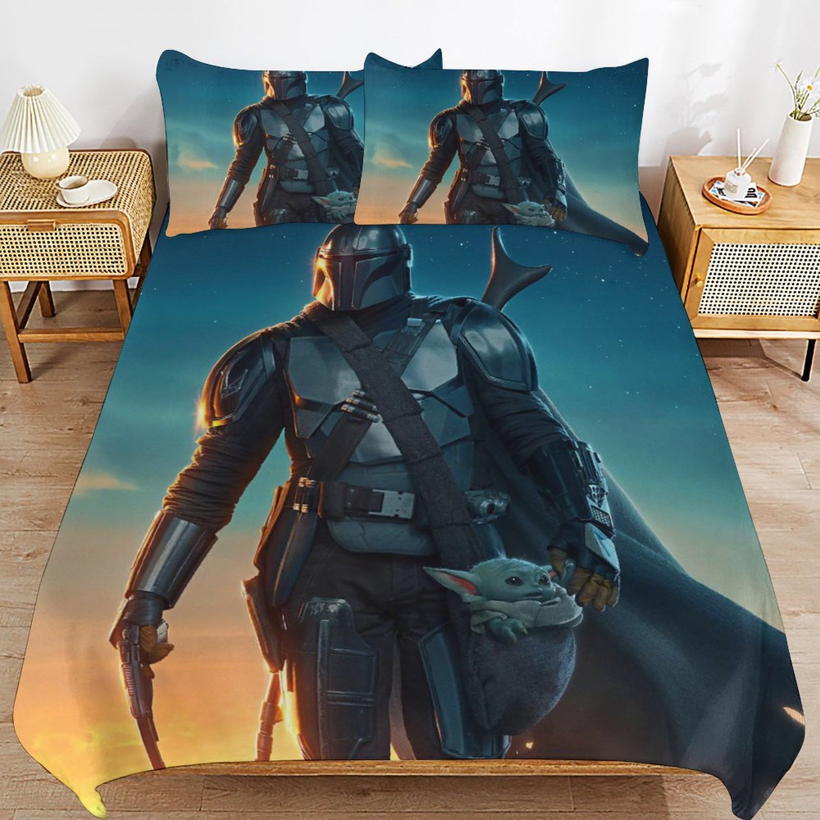 Baby Yoda Bedding Sets Cute Bed Cover Anime Cartoon 3D Printed