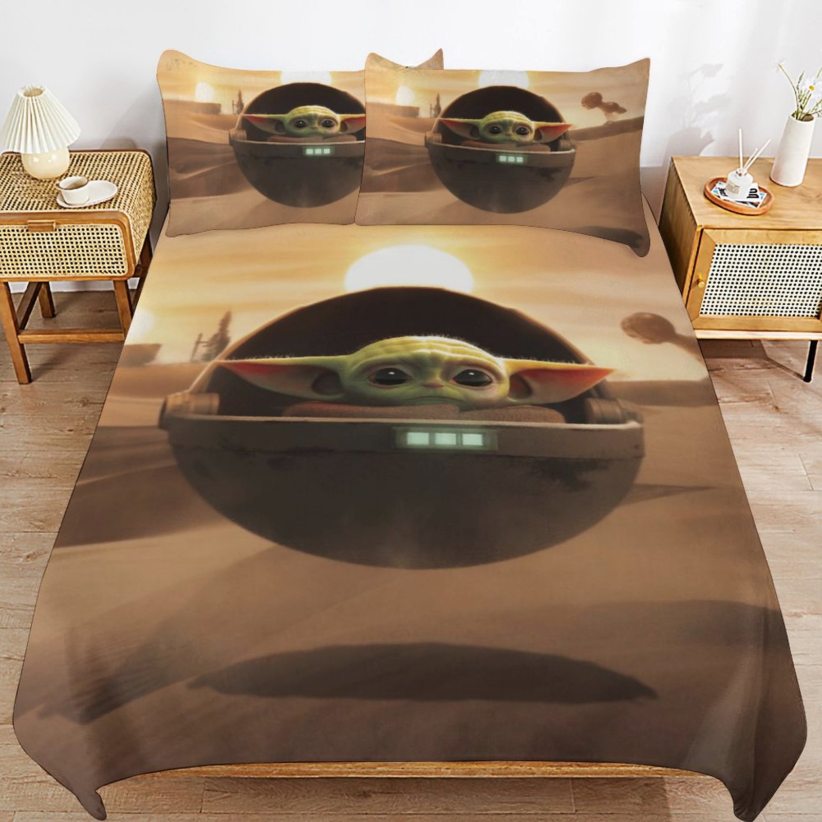 Baby Yoda Bedding Sets Cute Bed Cover Anime Cartoon 3D Printed