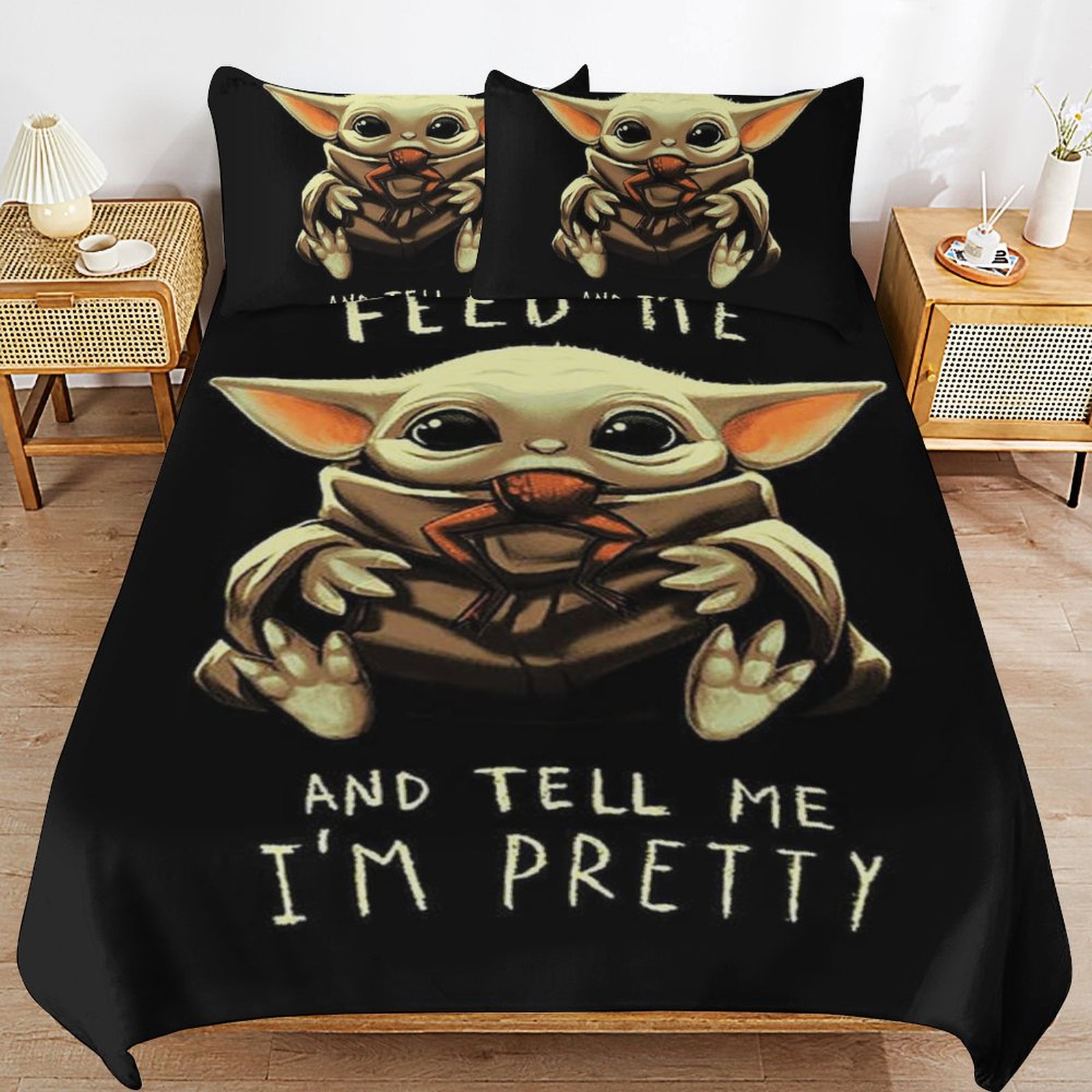 Baby Yoda Bedding Sets Cute Bed Cover Anime Cartoon 3D Printed