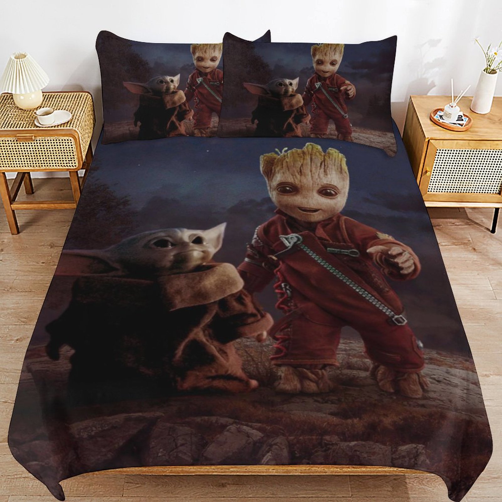 Baby Yoda Bedding Sets Cute Bed Cover Anime Cartoon 3D Printed