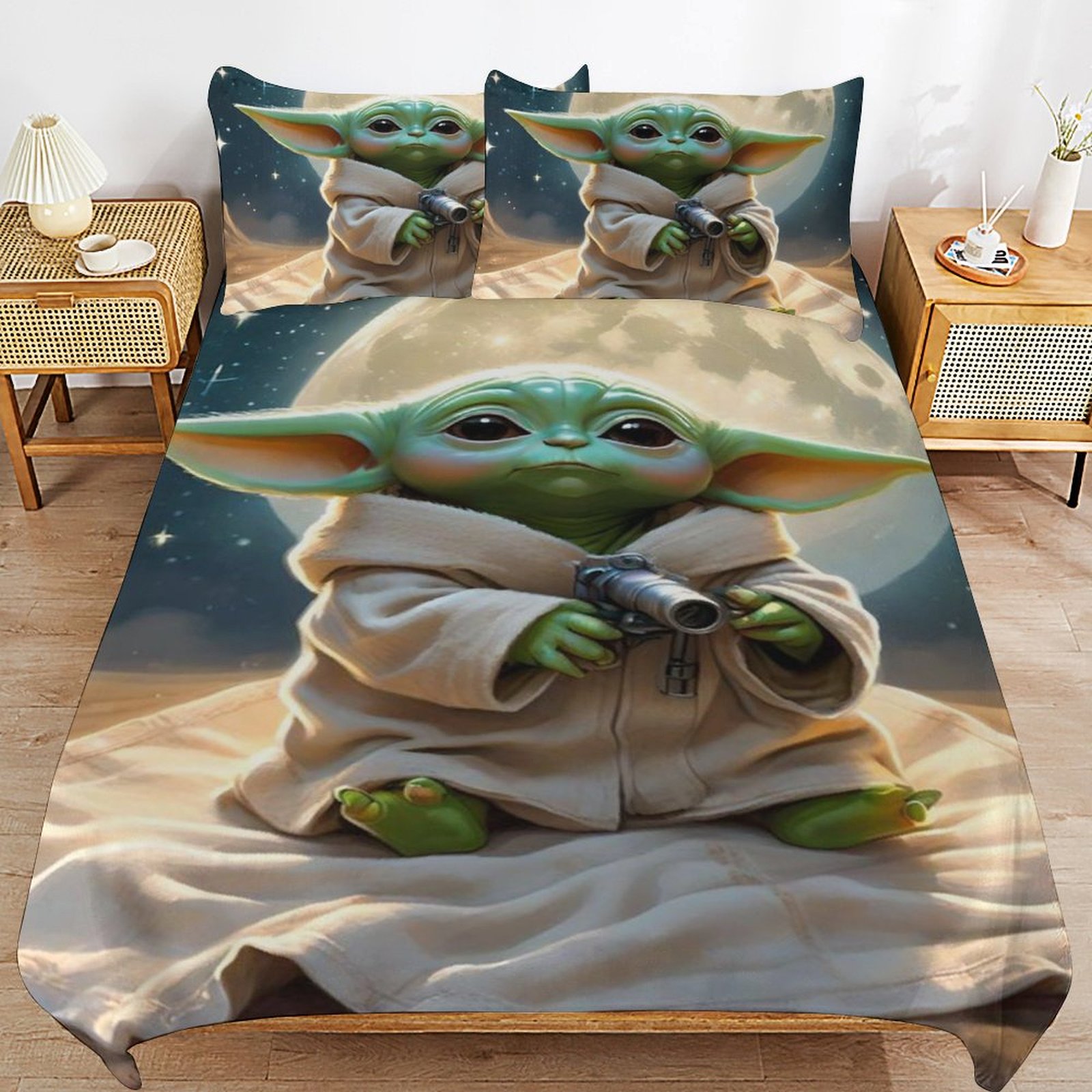 Baby Yoda Bedding Sets Cute Bed Cover Anime Cartoon 3D Printed
