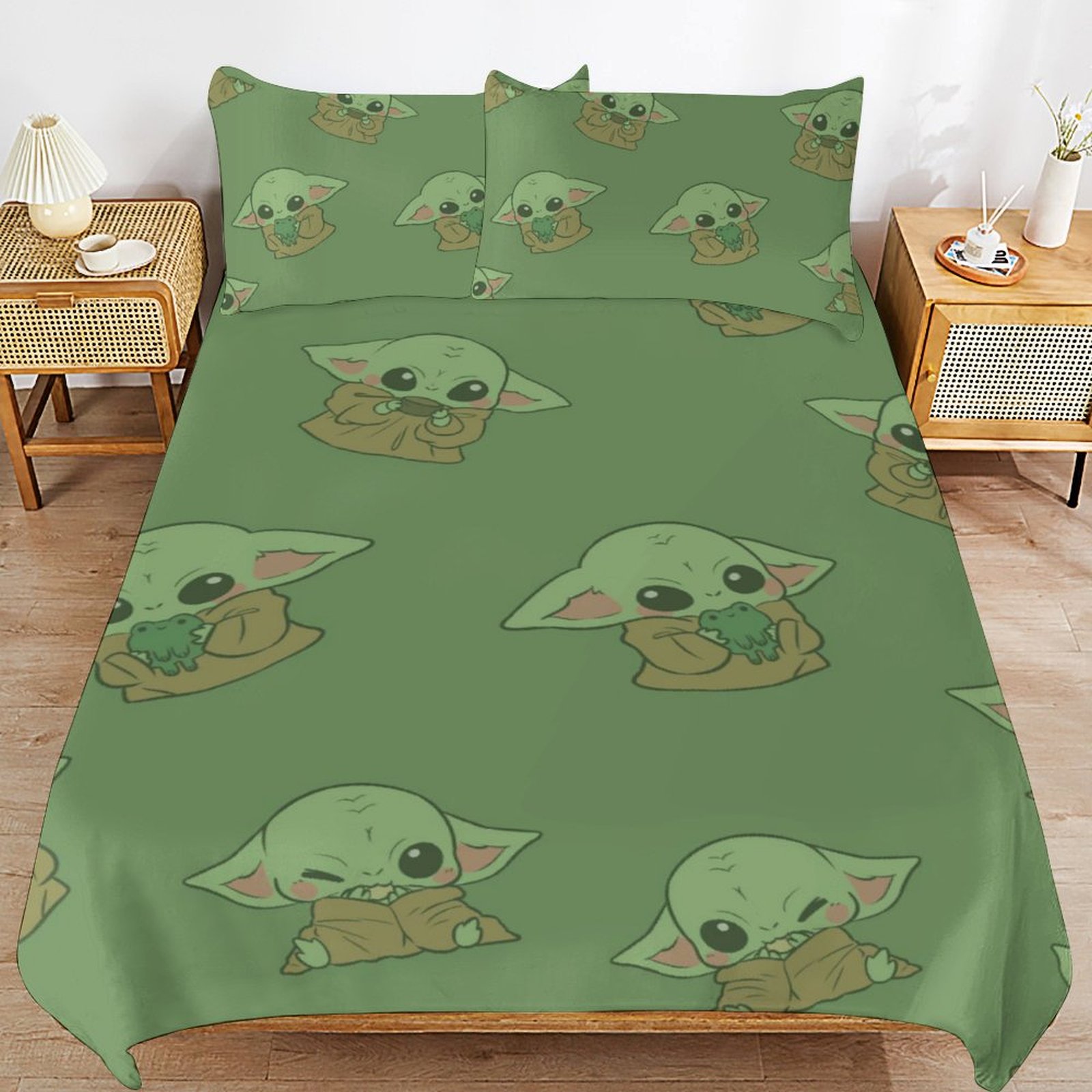 Baby Yoda Bedding Sets Cute Bed Cover Anime Cartoon 3D Printed