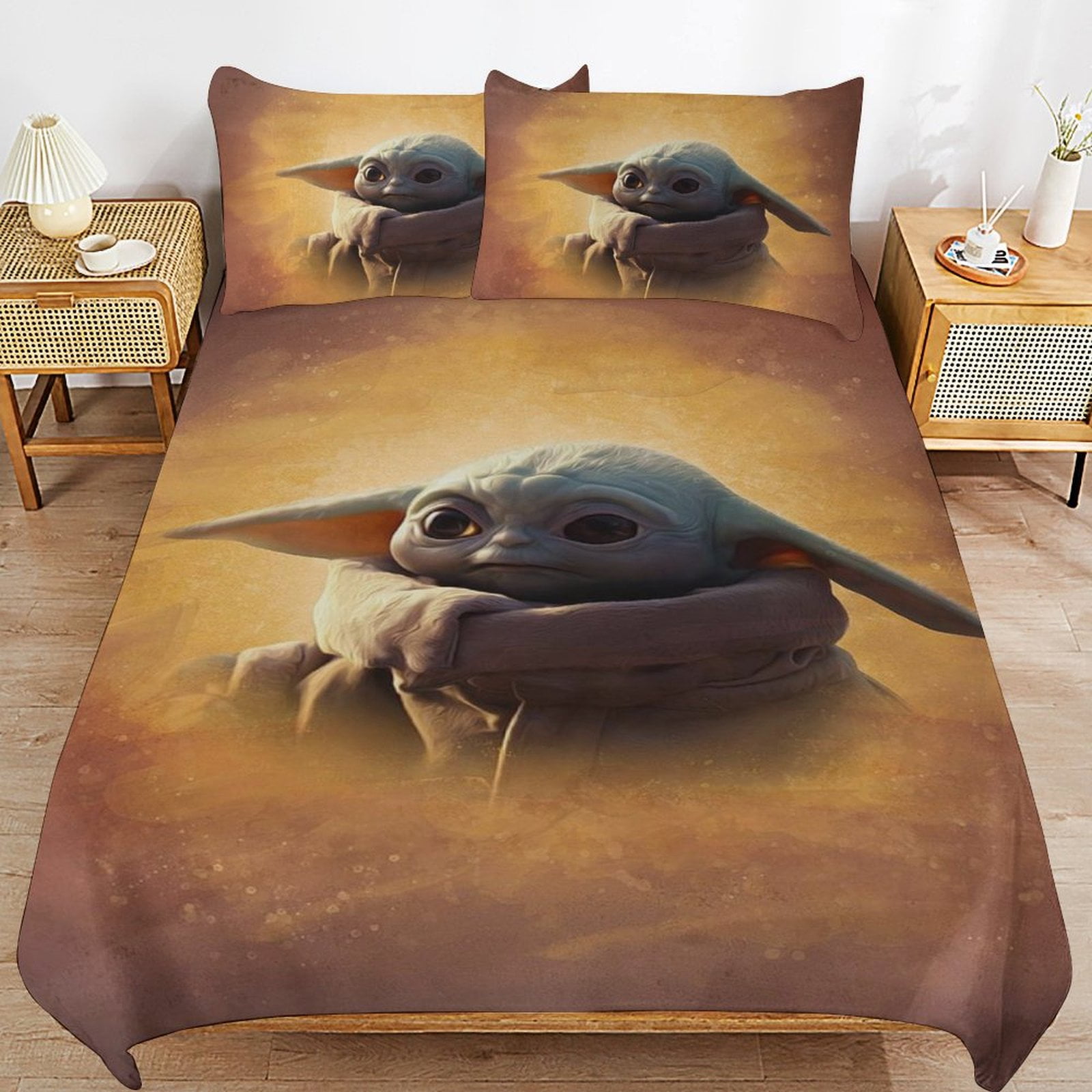 Baby Yoda Bedding Sets Cute Bed Cover Anime Cartoon 3D Printed